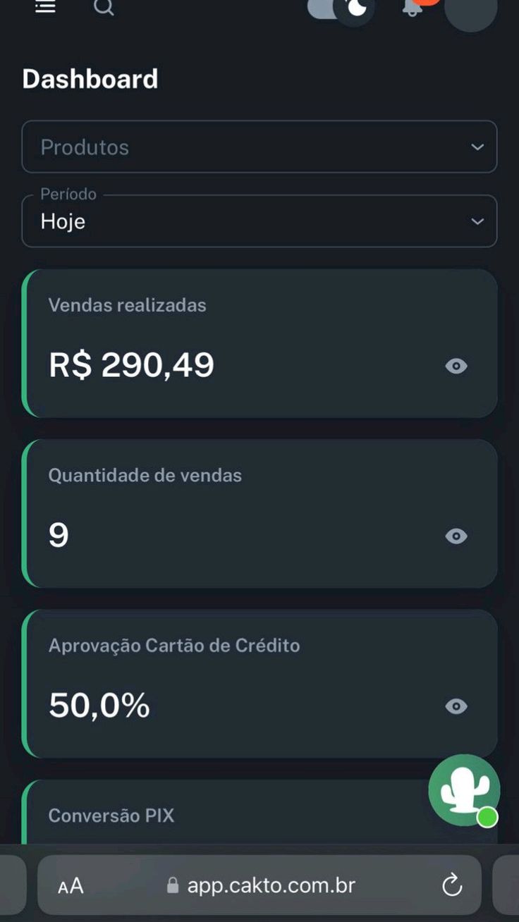 Painel de vendas mostrando R$ 917,79 e 155 vendas em um dia