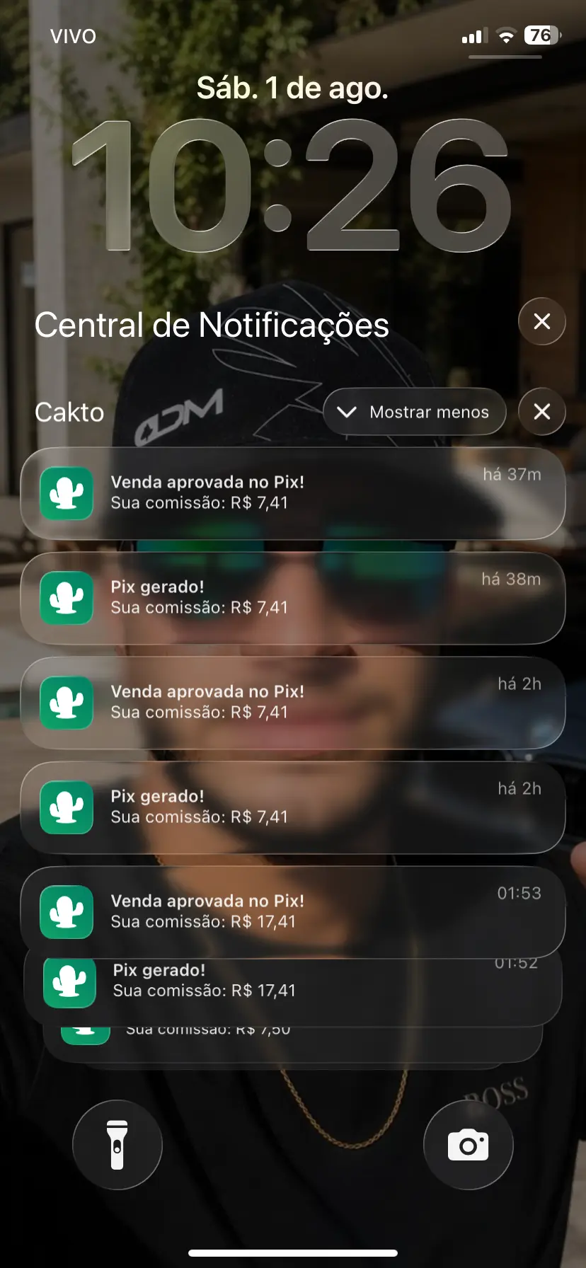 Painel com valor líquido de R$ 1.036,65 e 173 vendas